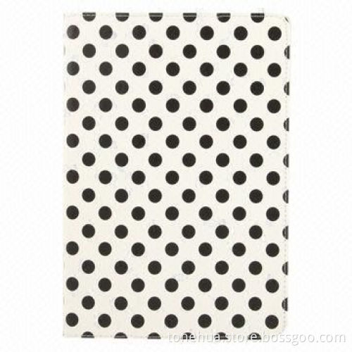 Top Sale 3-fold White and Black Dot Pattern Leather Case with Holder, for iPad Air